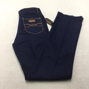 Lavana Wide Leg Jeans Womens 34 Blue Dark Wash High Rise Denim Logo Pockets